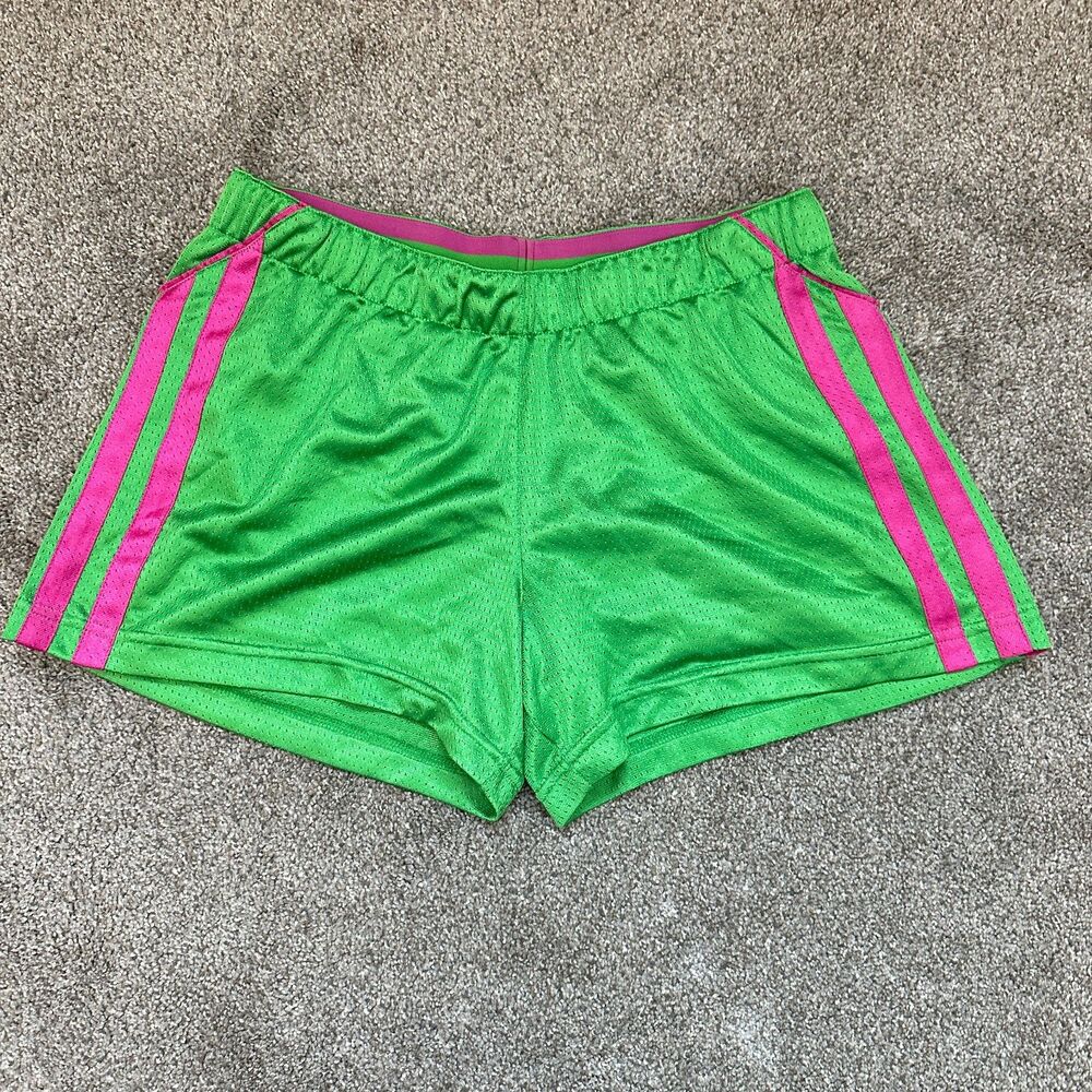 Adidas Watermelon Double Layer Mesh Shorts Green Pink Womens Medium Y2K 2011 - Picture 2 of 9